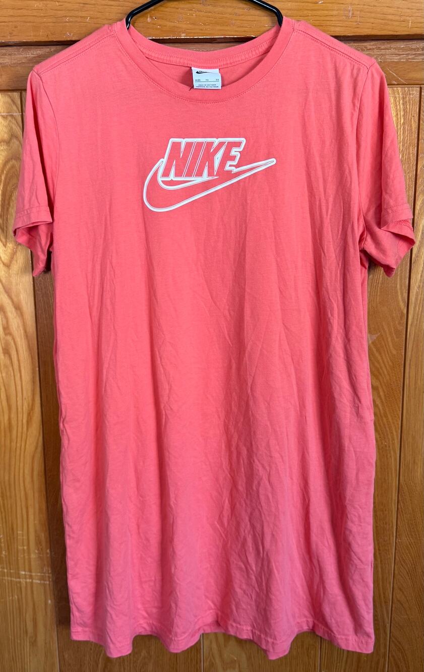 Nike Magic Ember Logo T-Shirt Dress, Coral/Oragne XL